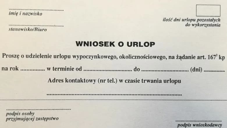 Wniosek urlop na żądanie - Jak wypełnić druk, przykładowy wzór