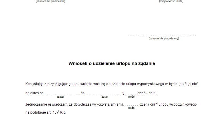Wzór wniosku o urlop wypoczynkowy - wniosek urlopowy pdf, wzór wniosku urlopowego, wniosek o urlop wzór do druku