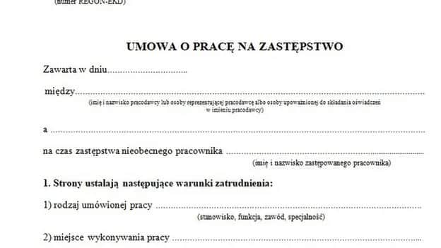 Umowa o zastępstwo - umowa na czas zastępstwa