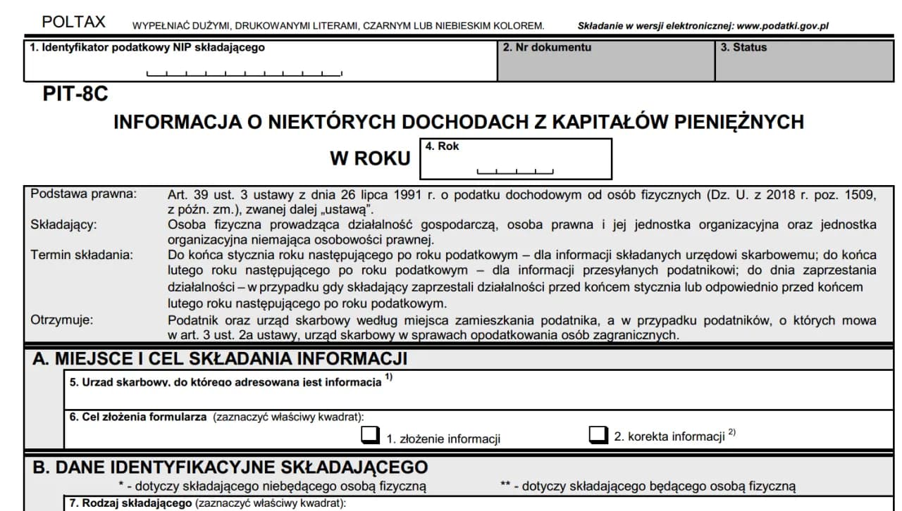 PIT-8C: Jak prawidłowo rozliczyć dochody kapitałowe? Poradnik